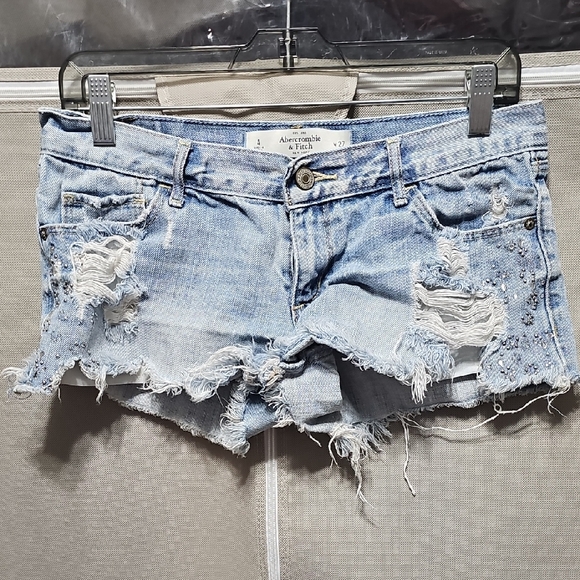 Abercrombie & Fitch Pants - Abercrombie & Fitch Light Blue Distressed Jean Shorts